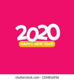 2020 Happy new year creative design background or greeting card. 2020 new year numbers on pink