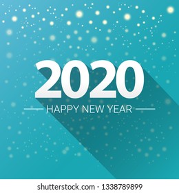 2020 Happy new year creative design background or greeting card. 2020 new year numbers on sky background with snow and lights