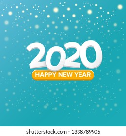 2020 Happy new year creative design background or greeting card. 2020 new year numbers on sky background with snow and lights