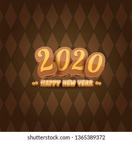 2020 Happy new year creative design background or greeting card with colorful numbers and greeting text. Happy new year label or icon isolated on tweed plaid check pattern texture background