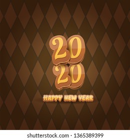 2020 Happy new year creative design background or greeting card with colorful numbers and greeting text. Happy new year label or icon isolated on tweed plaid check pattern texture background
