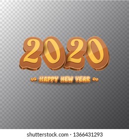 2020 Happy new year creative design background or greeting card with colorful numbers and greeting text. Happy new year label or icon isolated on transparent background