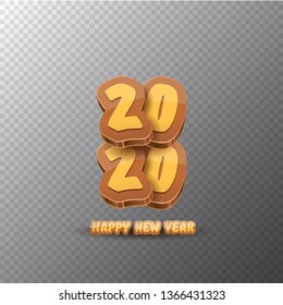 2020 Happy new year creative design background or greeting card with colorful numbers and greeting text. Happy new year label or icon isolated on transparent background