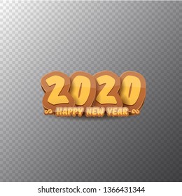 2020 Happy new year creative design background or greeting card with colorful numbers and greeting text. Happy new year label or icon isolated on transparent background