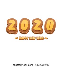 2020 Happy new year creative design background or greeting card with colorful numbers and greeting text. Happy new year label or icon isolated on white background 