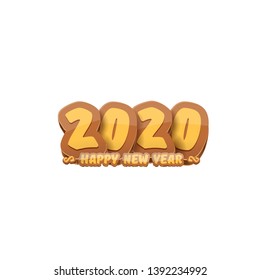 2020 Happy new year creative design background or greeting card with colorful numbers and greeting text. Happy new year label or icon isolated on white background 