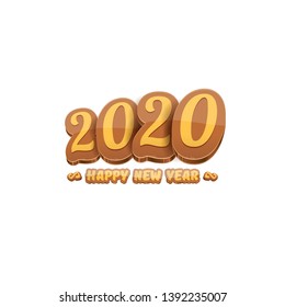 2020 Happy new year creative design background or greeting card with colorful numbers and greeting text. Happy new year label or icon isolated on white background 