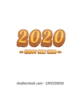 2020 Happy new year creative design background or greeting card with colorful numbers and greeting text. Happy new year label or icon isolated on white background 