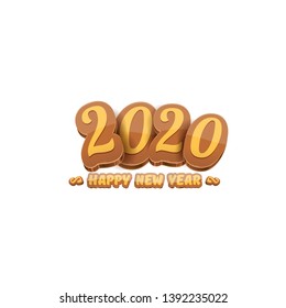 2020 Happy new year creative design background or greeting card with colorful numbers and greeting text. Happy new year label or icon isolated on white background 