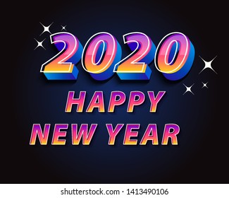 2020 Happy new year. Creative comic font. Letters for kids' illustrations, game design, posters, comics, banners