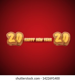 2020 Happy new year creative design background or greeting card with colorful numbers and greeting text. Happy new year label or icon isolated on white background 