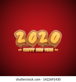 2020 Happy new year creative design background or greeting card with colorful numbers and greeting text. Happy new year label or icon isolated on white background 