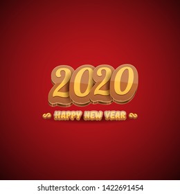 2020 Happy new year creative design background or greeting card with colorful numbers and greeting text. Happy new year label or icon isolated on white background 