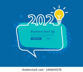 2020 Happy new year with creative light bulb and speech bubble background flyers, Trendy flat invitation, posters, brochure, banners, calendar and frame border vector design