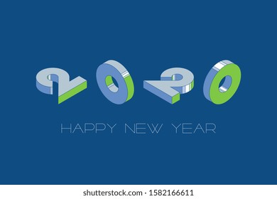 2020 happy new year design template with classic blue color palette. vector illustration for calendar, banner, poster, greeting card. eps 10