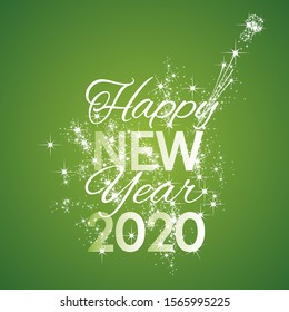 2020 Happy New Year firework green background vector