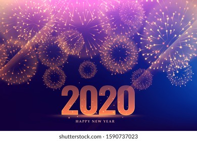 2020 happy new year firework celebration background design