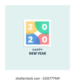 2020 Happy New Year Flat Icon Illustration in Minimal Color Style