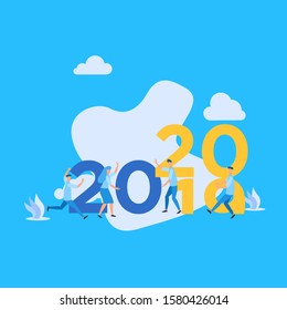 2020 happy new year flat illustration