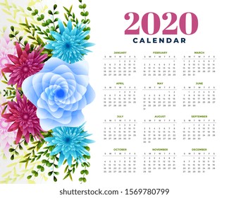 2020 happy new year flower template layout design