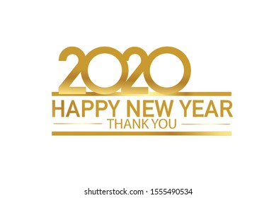 2020 Happy New Year for following celebration logotype. anniversary logo with golden and Spark light white color isolated on white background, vector design - vector