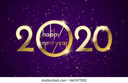 Happy New Year 2020 Violet Greeting Stock Vector (Royalty Free) 1543750862