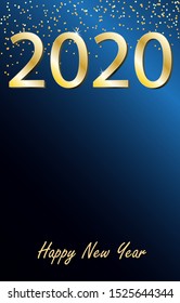 2020 Happy new year. Gold Numbers Design. Greeting card template. Gold Shining Pattern. Happy New Year Banner, ornament, decor with 2020 Numbers on Bright Background - vector illustration.