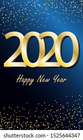 2020 Happy new year. Gold Numbers Design. Greeting card template. Gold Shining Pattern. Happy New Year Banner, ornament, decor with 2020 Numbers on Bright Background - vector illustration.