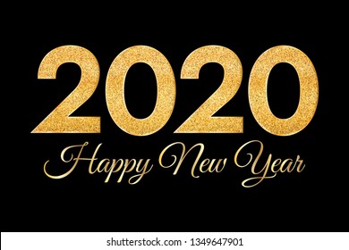 2020 Happy New Year. Golden numbers on dark background. New Year 2020 greeting card. Vector illustration.