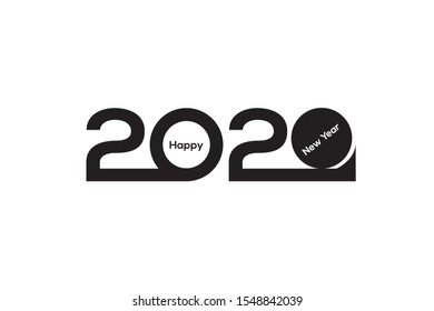 2020 happy new year golden logo design. Vector illustration with gold holiday label isolated on navy blue background. Xmas card, Christmas sale banner or class of 2020 graduates poster - Vector