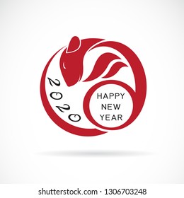 2020 Happy New Year greeting card that is a rat shape. Vector calligraphy 2020 year of the rat sign lettering numbers calendar front page template greeting card design. vector illustration.
