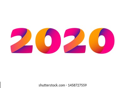 2020 Happy New Year. Greeting card with inscription 2020 for your layout Flyers and Greetings Card or Christmas themed invitations. Vector Illustration.