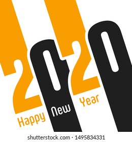 2020 Happy new year greeting card with intricate text design.