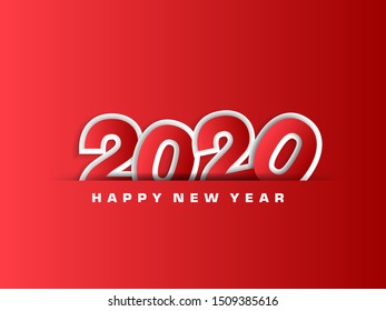 2020 Happy New Year greeting card design. Vector winter holiday illustration with color 2020 numbers colorful geometric on background. Chinese year of rat poster, sale banner, flyer template