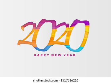 2020 Happy New Year greeting card design. Vector winter holiday illustration with color 2020 numbers colors geometric on colorful background. Chinese year of rat poster, sale banner, flyer template