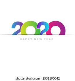 2020 Happy New Year greeting card design. Vector winter holiday illustration with color 2020 numbers colors geometric on colorful background. Chinese year of rat poster, sale banner, flyer template