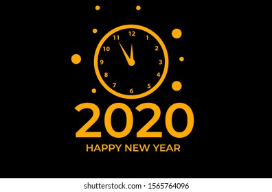 2020, Happy New Year. Greeting card with inscription Happy New Year 2020. Memphis geometric bright style for Happy New Year or Merry Christmas.Happy new year design  on black background with 2020