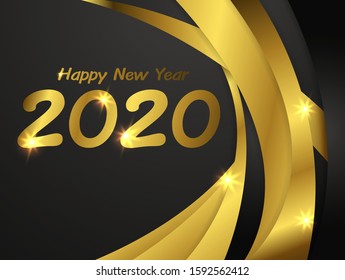 2020 Happy New Year greeting card design. Vector winter holiday illustration with color 2020 numbers colors geometric on colorful background. Chinese year of rat poster, sale banner, flyer template