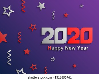 2020 a Happy New Year greetings. Jubilee or birthday logotype. Vector modern minimalist Happy new year card for 2020 Year. Multi colored illustration. Vector illustration