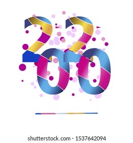 2020 A Happy New Year greetings. Abstract celebrating congratulating stained glass numbers. Jubilee or birthday logotype. multicolored illustration.