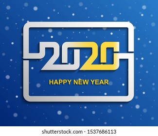 2020 a Happy New Year greetings. Jubilee or birthday logotype. Vector modern minimalist Happy new year card for 2020 Year. Multi colored illustration. Vector illustration