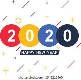 2020 A Happy New Year greetings. Abstract celebrating congratulating stained glass numbers. Jubilee or birthday logotype. multicolored illustration.