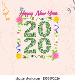 2020 Happy New Year. New innovative ideas. new year holiday posters and banners. Vector illustration with flowers.