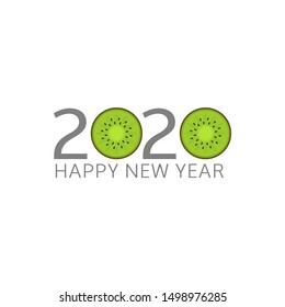 2020 Happy New Year. Kiwi icon, Vector illustration