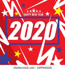 2020 Happy  New Year Label Vector Illustration