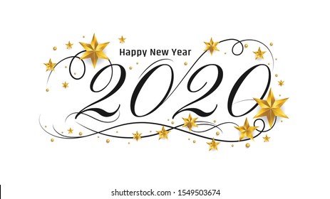 2020 Happy New Year lettering banner design with ornament for new year celebration