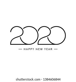 2020 happy new year logo design. Vector illustration with black holiday sign isolated on white background.