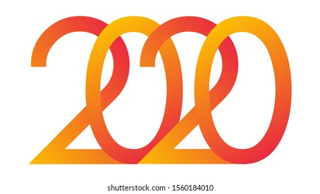 2020 Happy New Year logo text design. Colorful numbers isolated on white background. Vector illustration.
