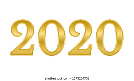 2020 Happy New Year logo text design. Gold numbers isolated on white background. Vector illustration.