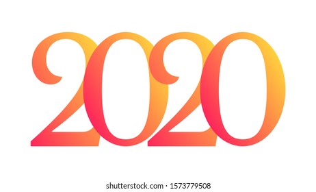 2020 Happy New Year logo text design. Orange numbers with shadow isolated on white background. Vector illustration.